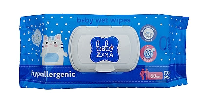 Baby Zaya Hypoallergenic Baby Wet Wipes, 60 pcs