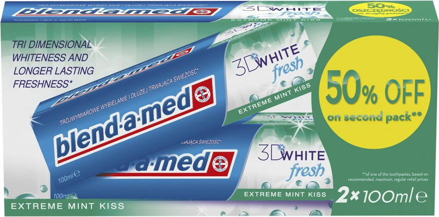 Blend-a-med 3D White Fresh Extreme Mind Kiss Toothpaste, 2 x 100 mL