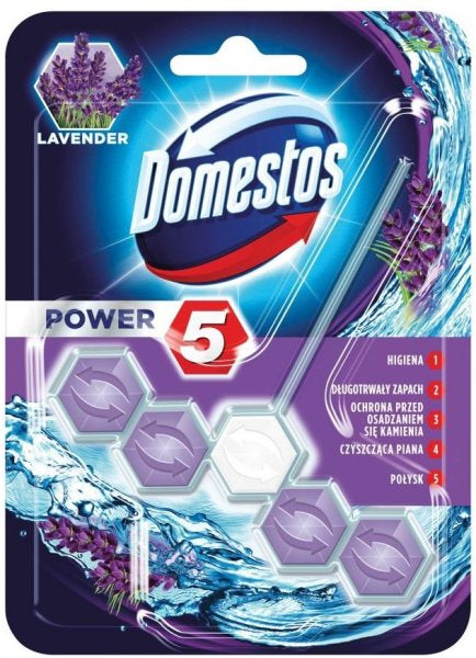 Domestos Power 5 Lavander Toilet Rim Block, 55 g