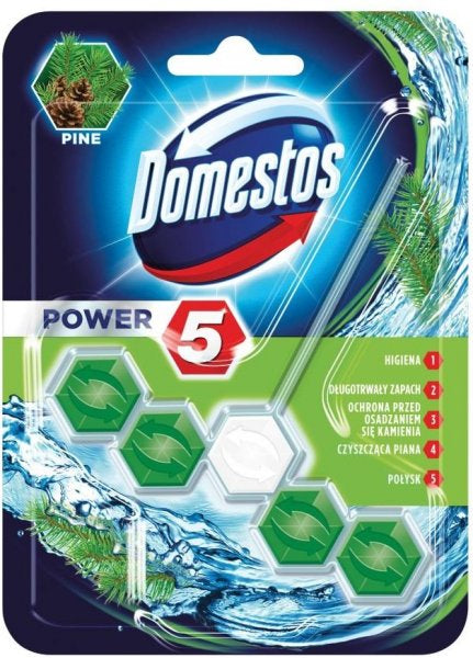 Domestos Power 5 Pine Toilet Rim Block, 55 g