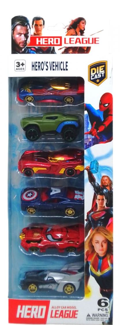 627-6A Superhero Vehicle Set, 6 pcs