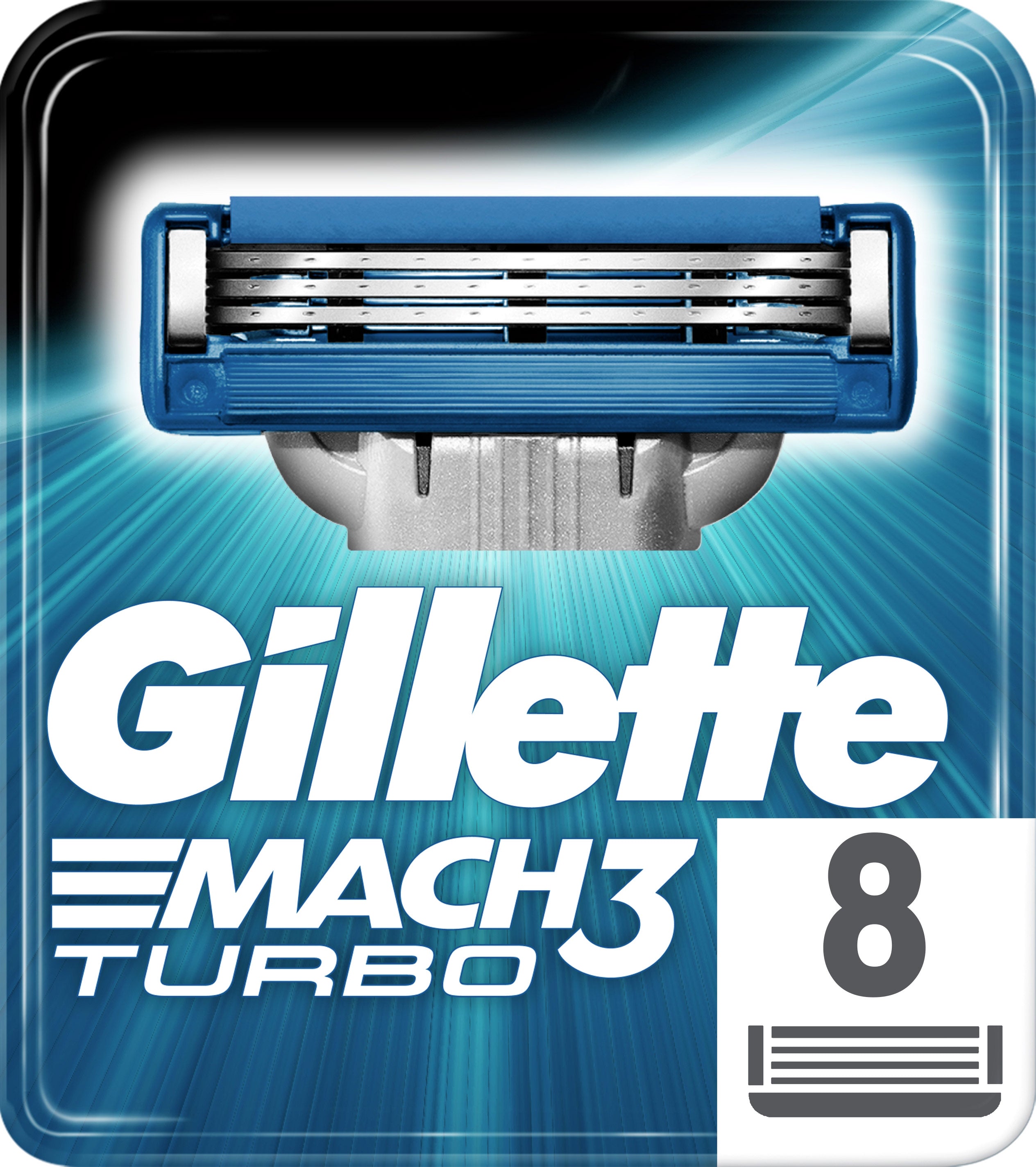 Gillette Mach3 Turbo Replacement Razor Cartridges, 8 pcs