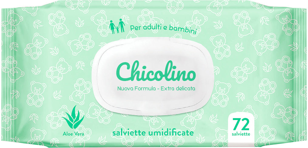 Chicolino Aloe Vera Adult & Kids Wet Wipes, 72 pcs
