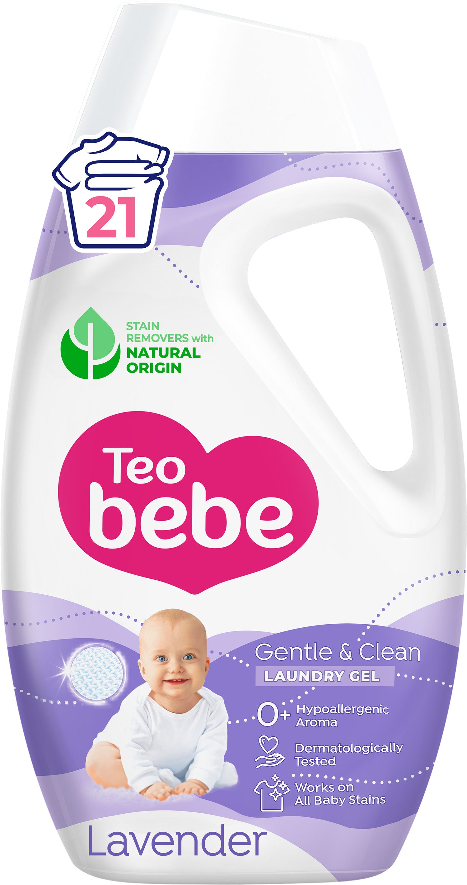 Teo Bebe Gentle & Clean Lavender Baby Liquid Laundry Detergent, 21 Loads, 945 mL