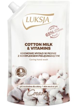 Luksja Cotton Milk & Vitamins Liquid Cream Soap Refill Pouch, 400 mL