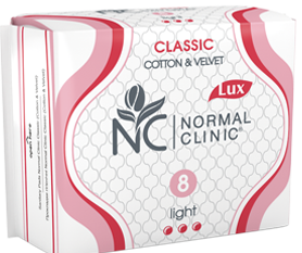 Normal Clinic Classic Lux Cotton & Velvet Light Sanitary Pads, 3 Drops, 8 pcs