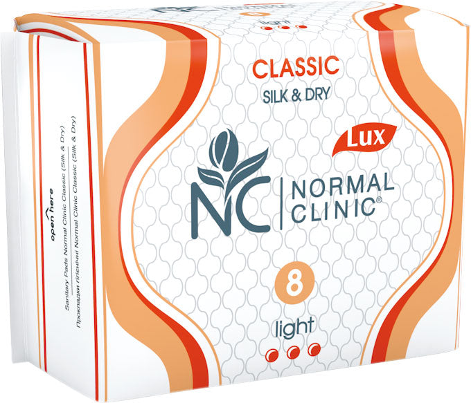 Normal Clinic Classic Lux Silk & Dry Light Sanitary Pads, 3 Drops, 8 pcs