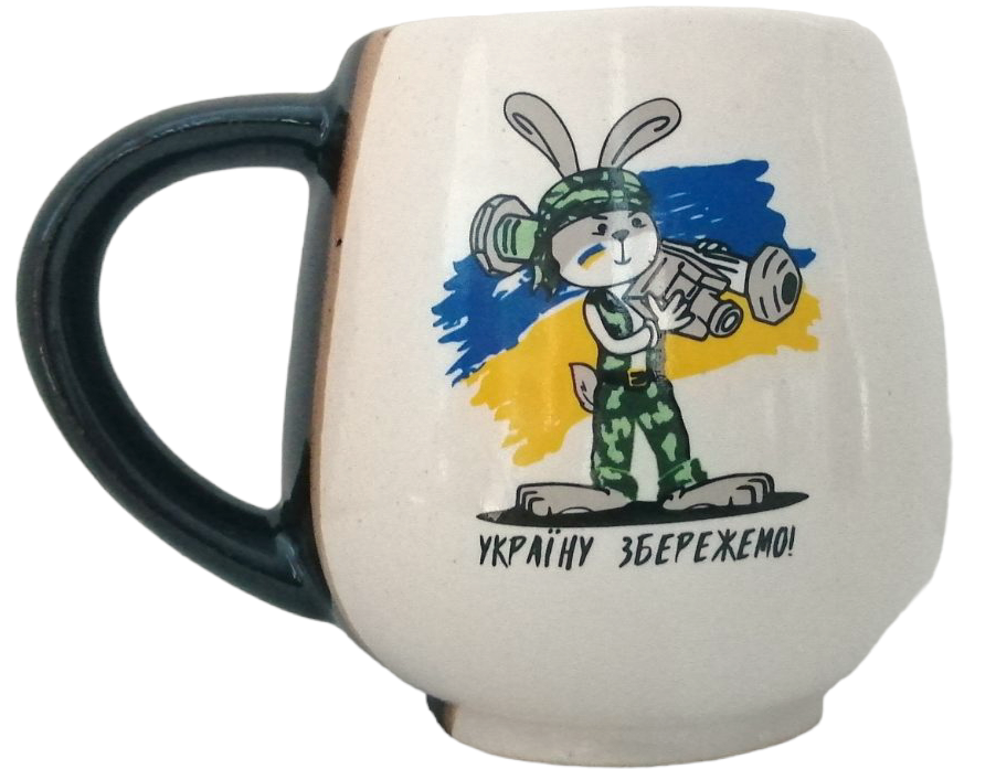 Fighting Rabbit Ceramic Cup, 400 mL