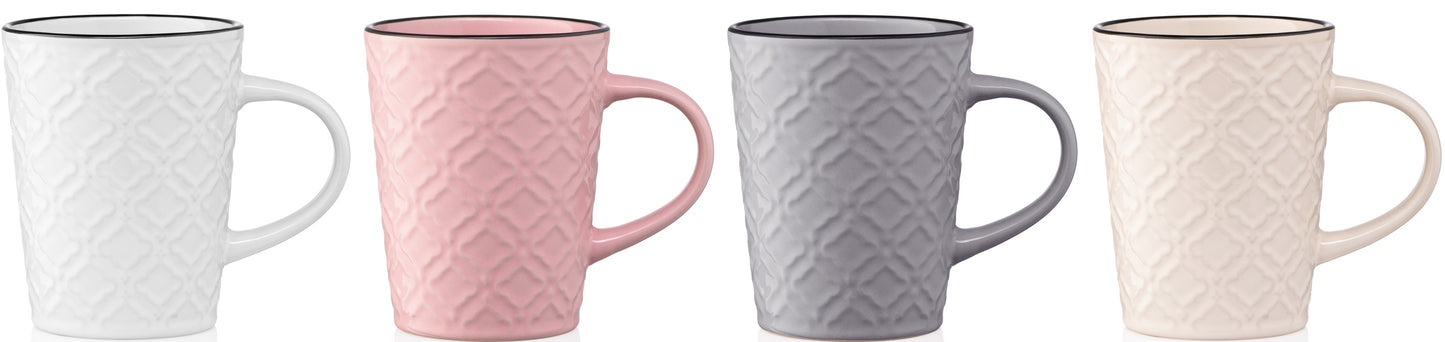 Ardesto Relief AR3474 Ceramic Mug, Assorted Designs, 320 mL