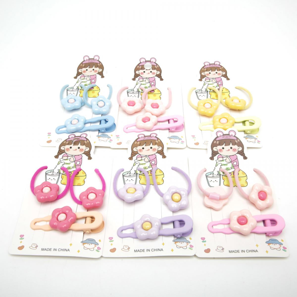 6-4166 Kids' Set with 2 Hair Ties & Hair Clip