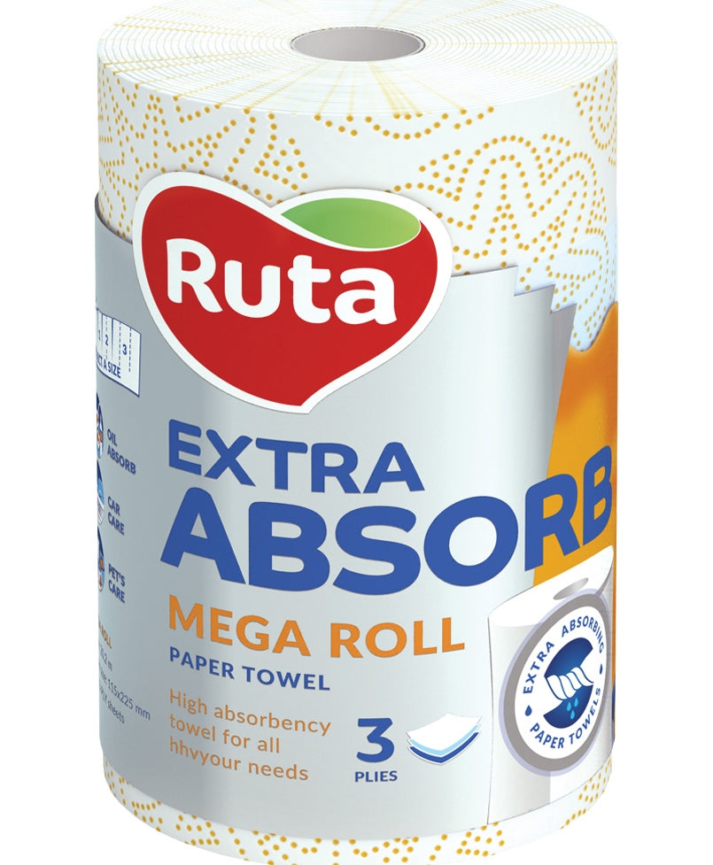 Ruta Extra Absorb Mega roll 3-Ply Paper Towels, 175 Sheets
