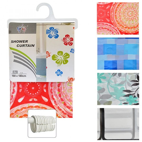 Stenson R29845 Assorted Shower Curtain, 180 x 180 cm