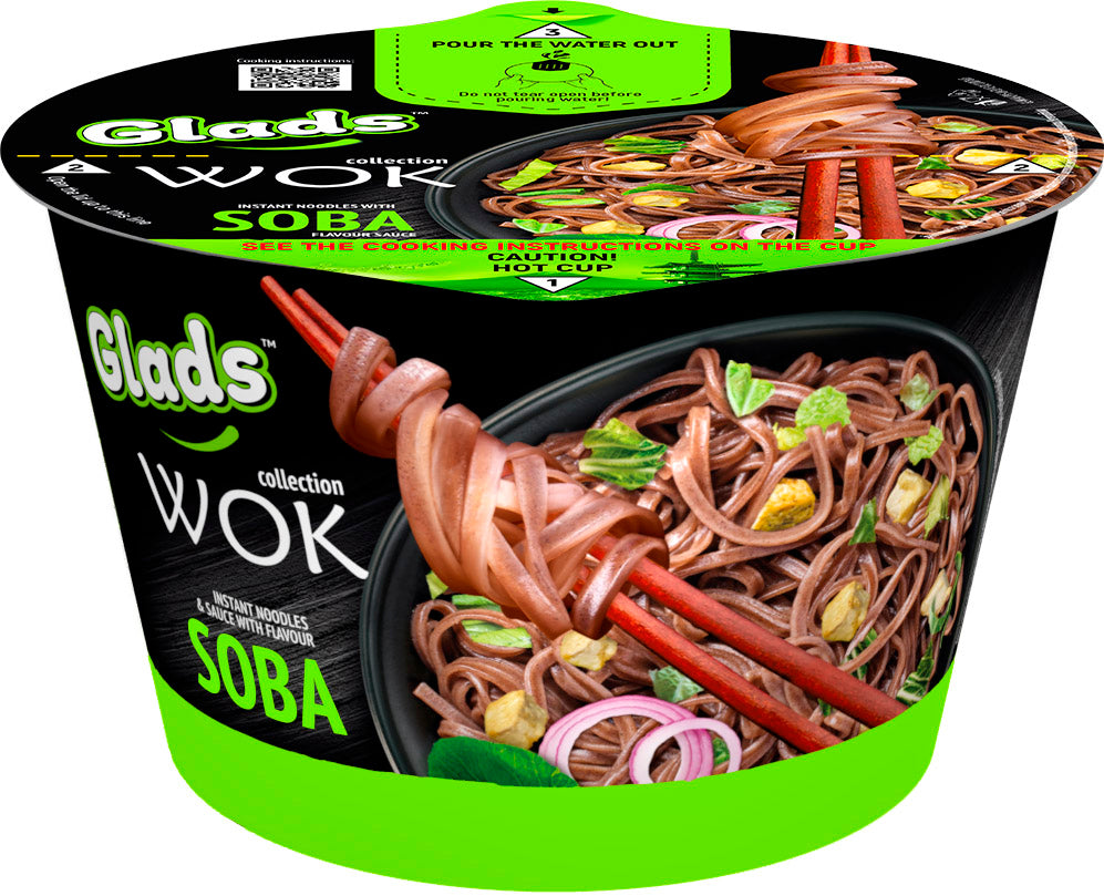 Glads WOK Instant Noodles with Soba-Flavored Sauce, 95 g