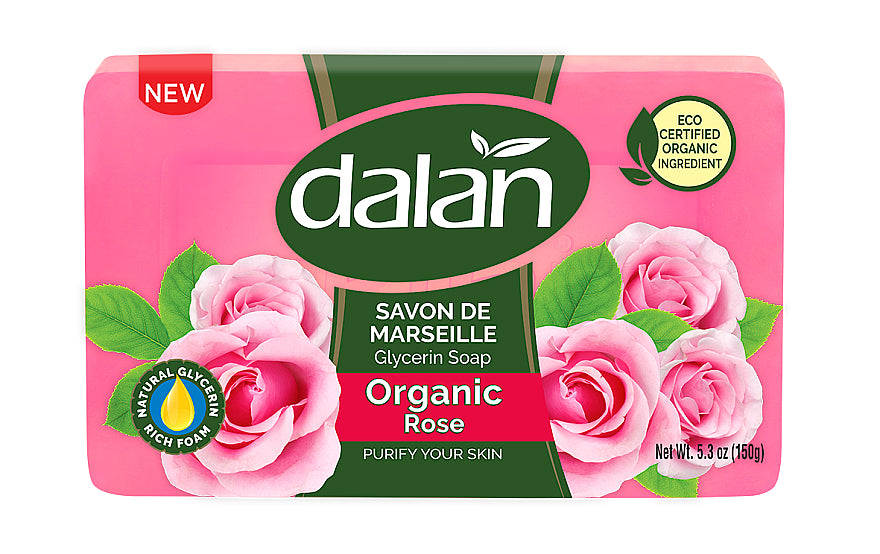 Dalan Savon De Marseille Glycerine Organic Rose Bar Soap, 150 g