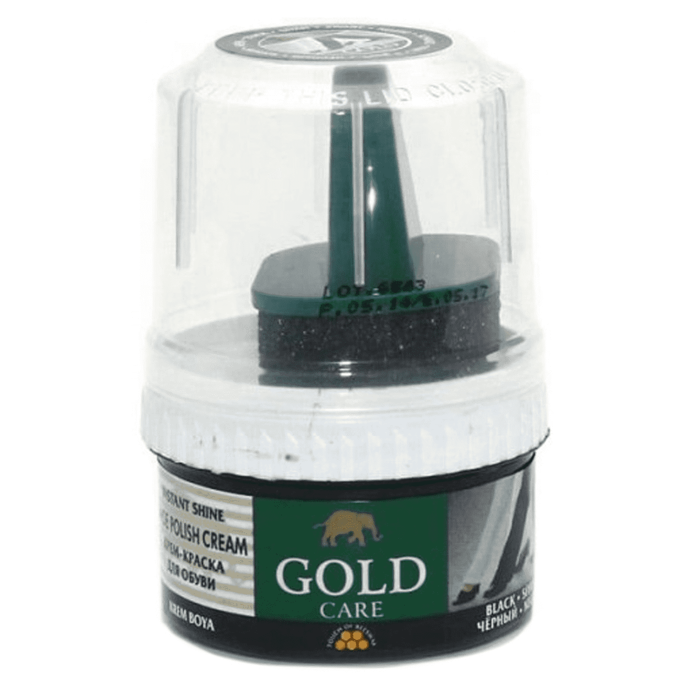 GoldCare Black Shoe Shine Cream with Sponge, 50 mL