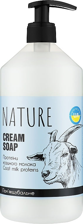 Bioton Cosmetics Nature Goat Milk Protein Liquid Cream Soap with Pump, 900 mL