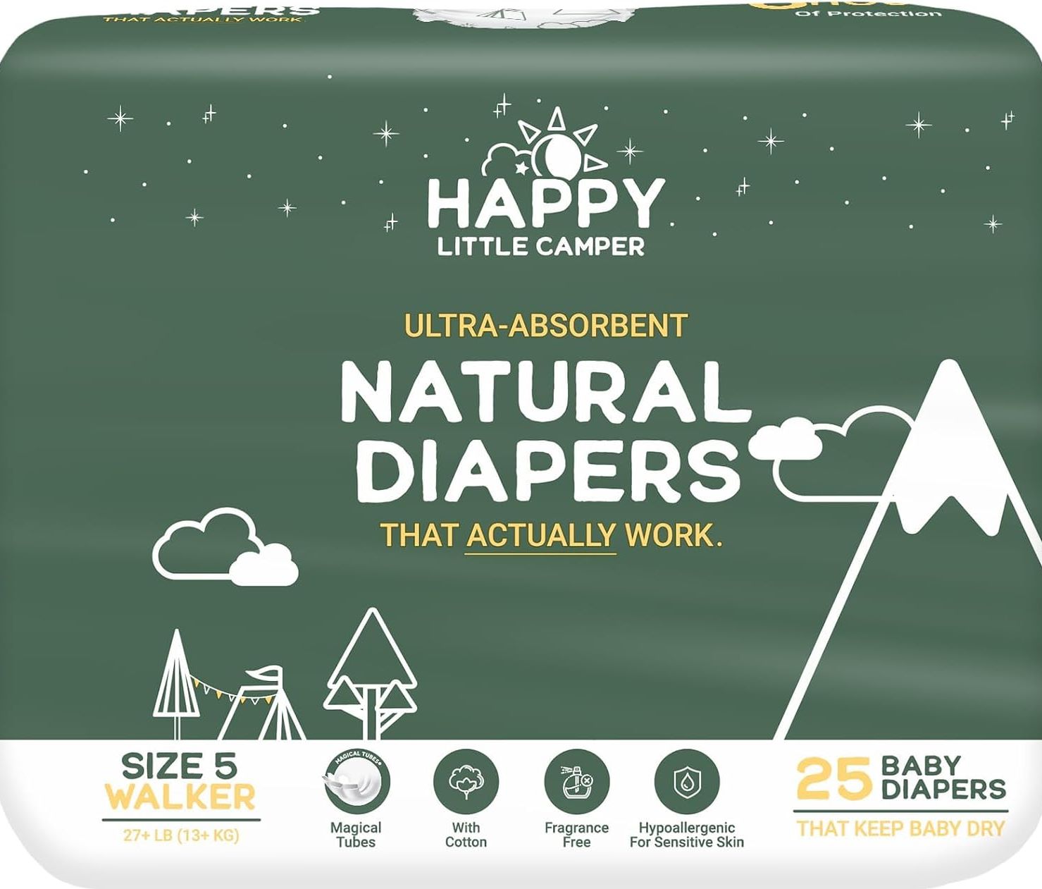 Happy Little Camper Size 5 Baby Diapers, 13+ kg, 25 pcs
