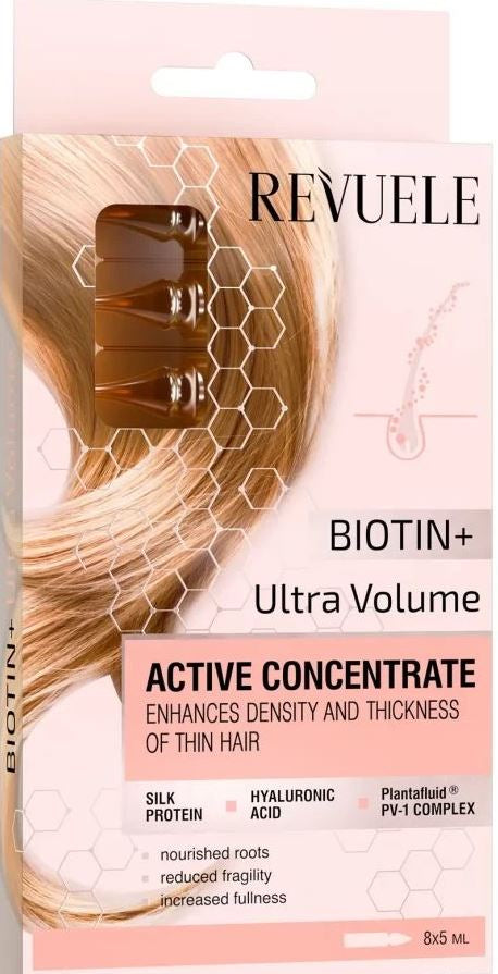 Revuele Biotin Ultra Volume Active Hair Concentrate Ampoules, 8 x 5 mL