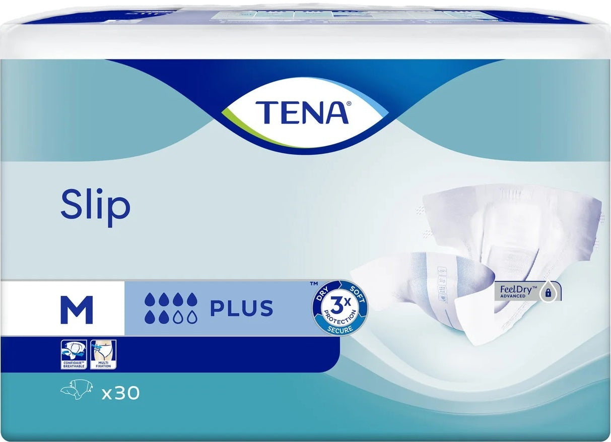 Tena Slip Plus Medium Adult Incontinence Briefs, 73-122 cm, 30 Count