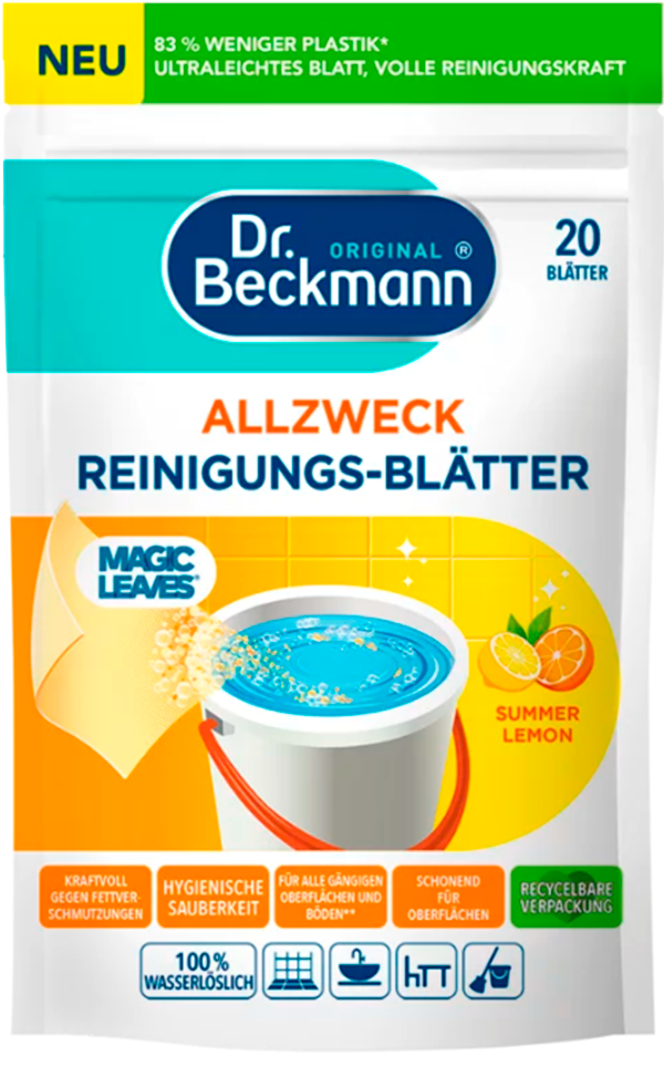 Dr. Beckmann Summer Lemon All-Purpose Cleaning Wipes, 20 pcs