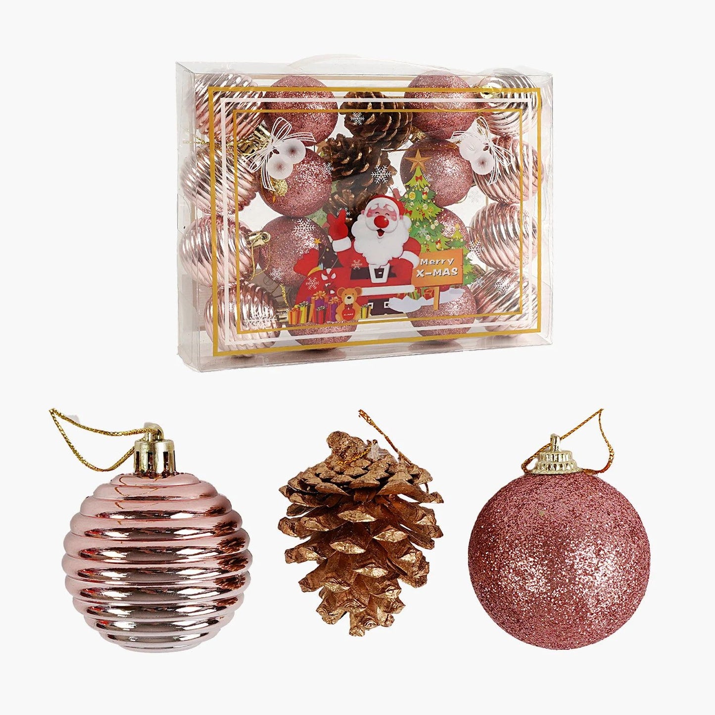C 67328 Ball & Pine Cone Christmas Ornament Set, 4.5 cm Diameter, 20 pcs