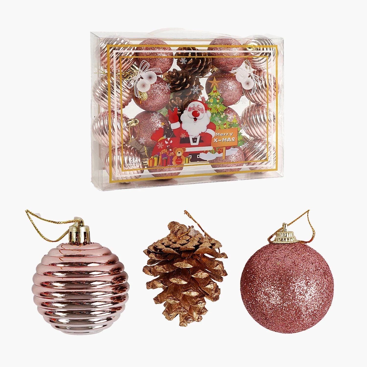 C 67328 Ball & Pine Cone Christmas Ornament Set, 4.5 cm Diameter, 20 pcs