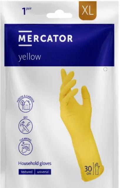 Mercator Latex Household Cleaning Gloves, Size XL, 1 Pair