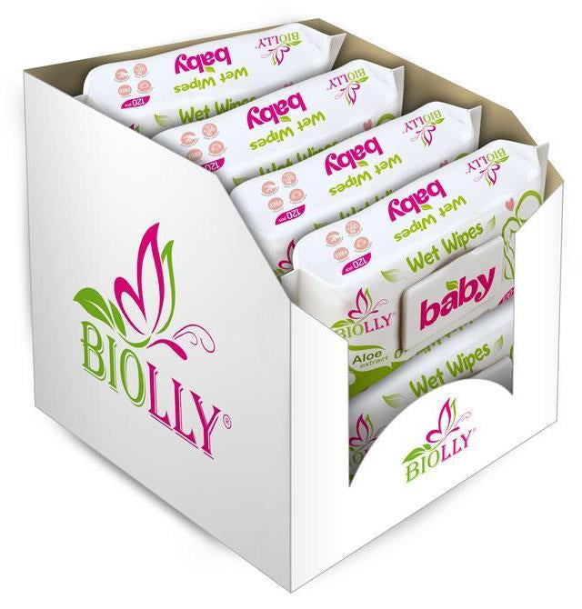 Biolly Aloe Baby Wet Wipes with Lid, 120 pcs - Image 2