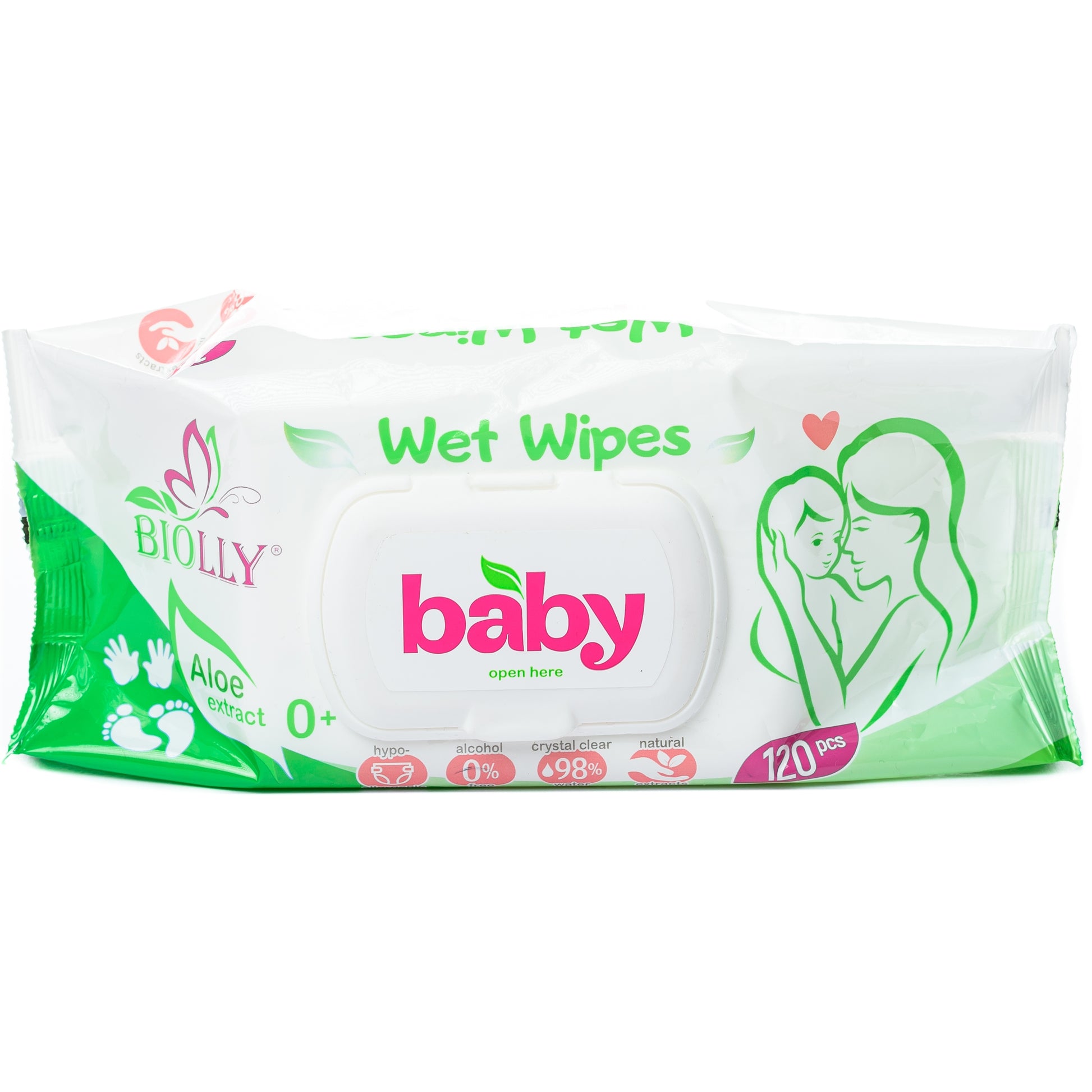 Biolly Aloe Baby Wet Wipes with Lid, 120 pcs - Image 4