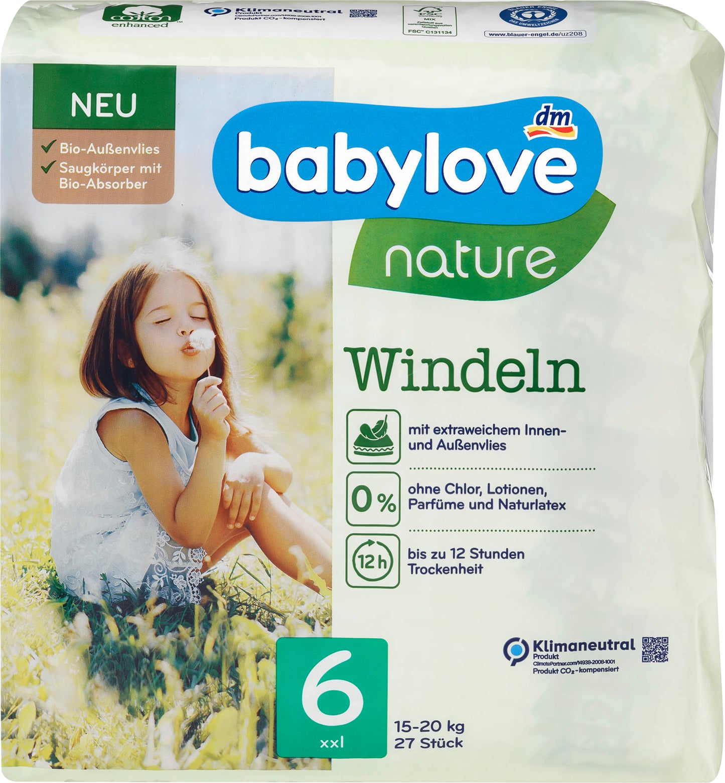 Babylove Nature 6 XXL Baby Diapers, 27 pcs, 15-20 kg