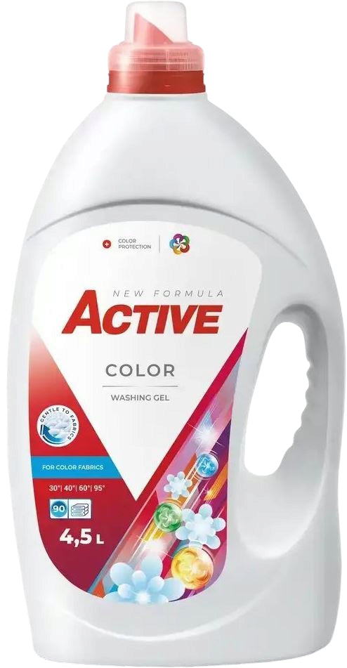 Active Color Liquid Laundry Detergent, 90 Loads, 4.5 L