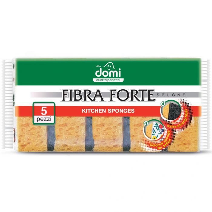 Domi Fibra Forte Kitchen Sponges, 5 pcs