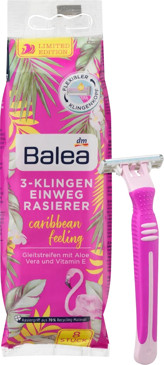 Balea Caribbean Feeling Women's Disposable Razors, 3 Blades, 8 pcs