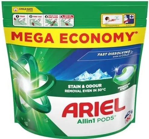 Ariel Mountain Spring Laundry Detergent Pods, 60 pcs (Price per 1 pc)