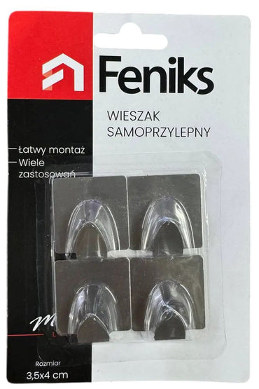 Feniks Square Metal Self-Adhesive Hook Set, 4 pcs - Image 2