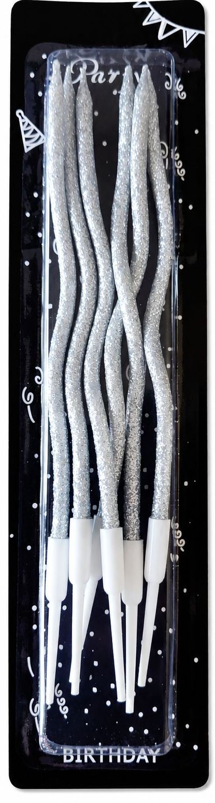 Silver & Gold Spiral Cake Candles, 6 pcs
