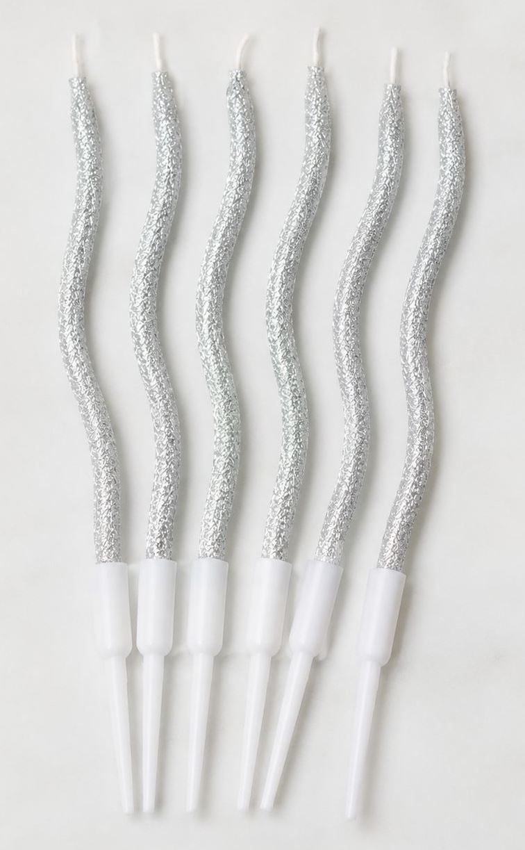 Silver & Gold Spiral Cake Candles, 6 pcs - Image 3