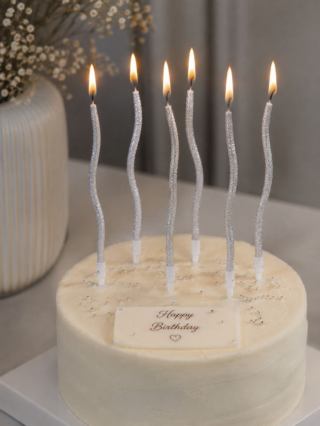 Silver & Gold Spiral Cake Candles, 6 pcs - Image 4