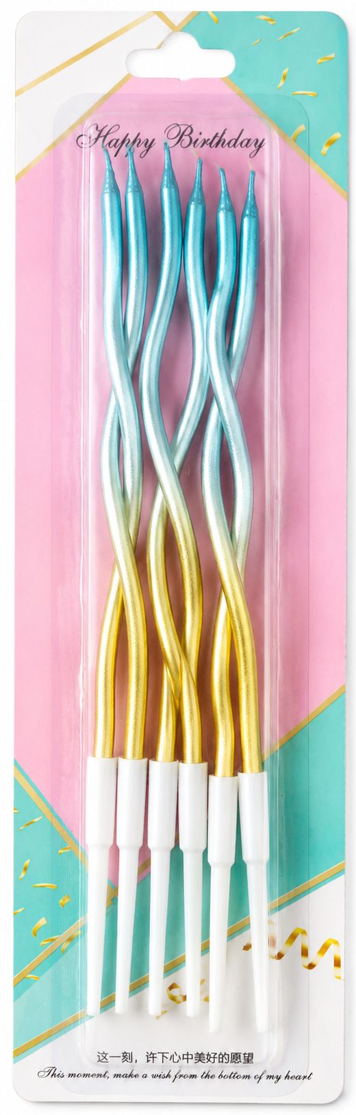 Ombre Spiral Cake Candles, 6 pcs