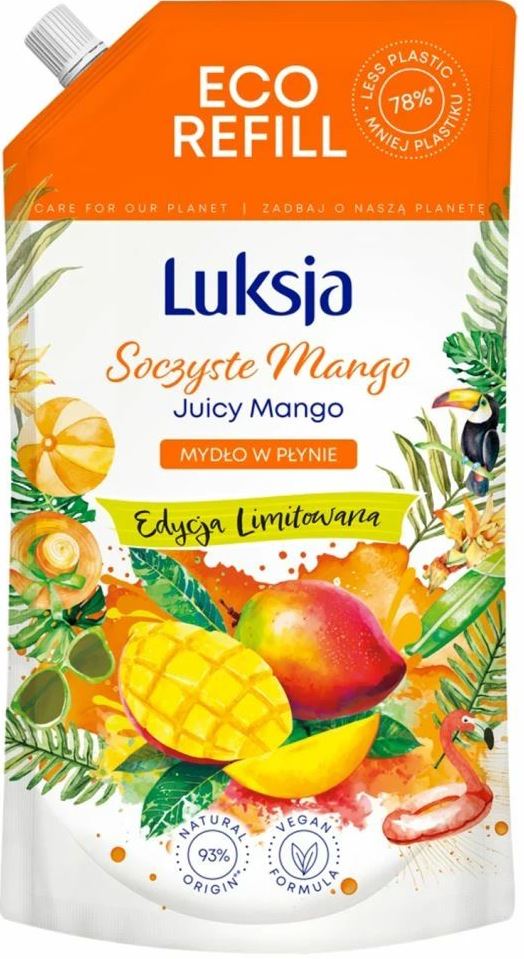 Luksja Juicy Mango Cream Liquid Hand Soap Refill Pouch, 900 mL