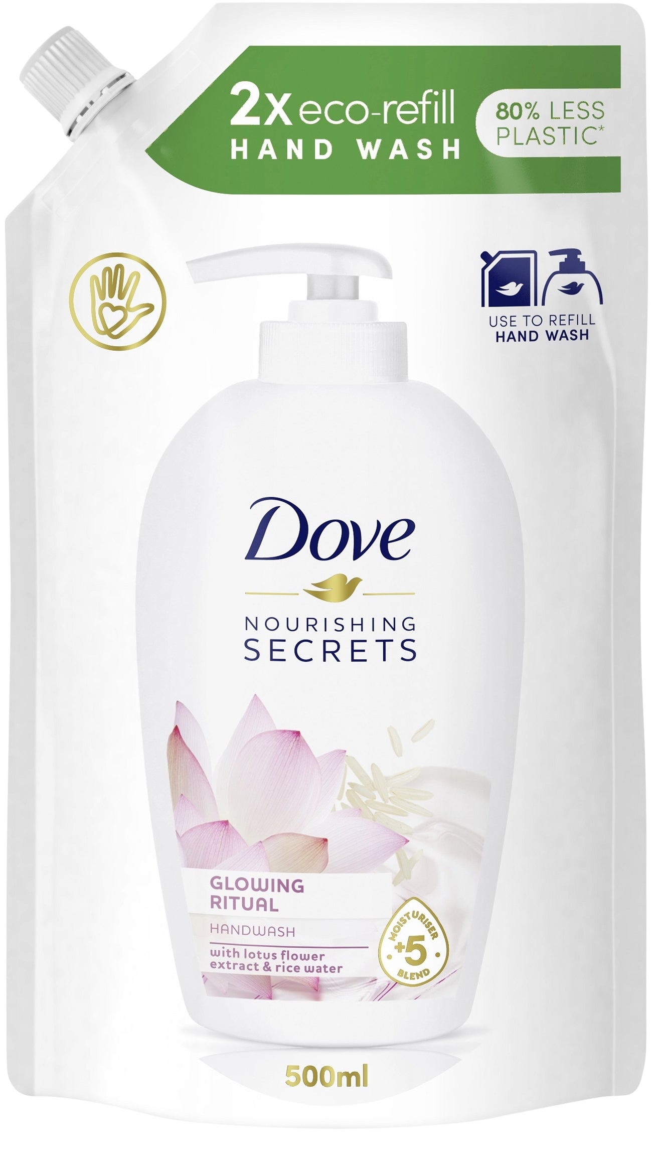 Dove Glowing Ritual Cream Liquid Hand Soap Refill Pouch, 500 mL