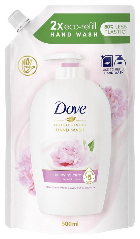 Dove Peony & Rose Scent Liquid Cream Soap Refill Pouch, 500 mL