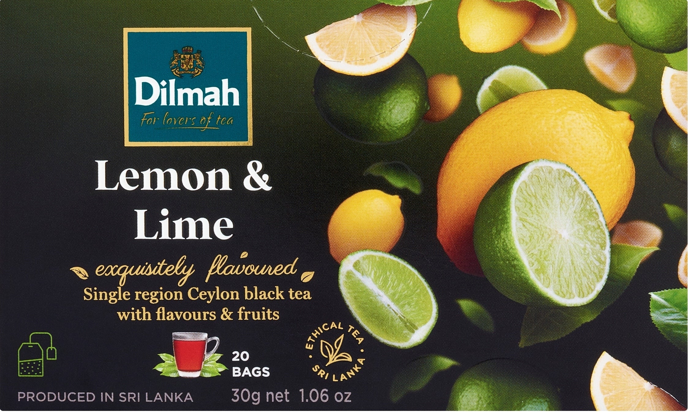 Dilmah Lemon & Lime Black Tea, 20 Bags, 30 g