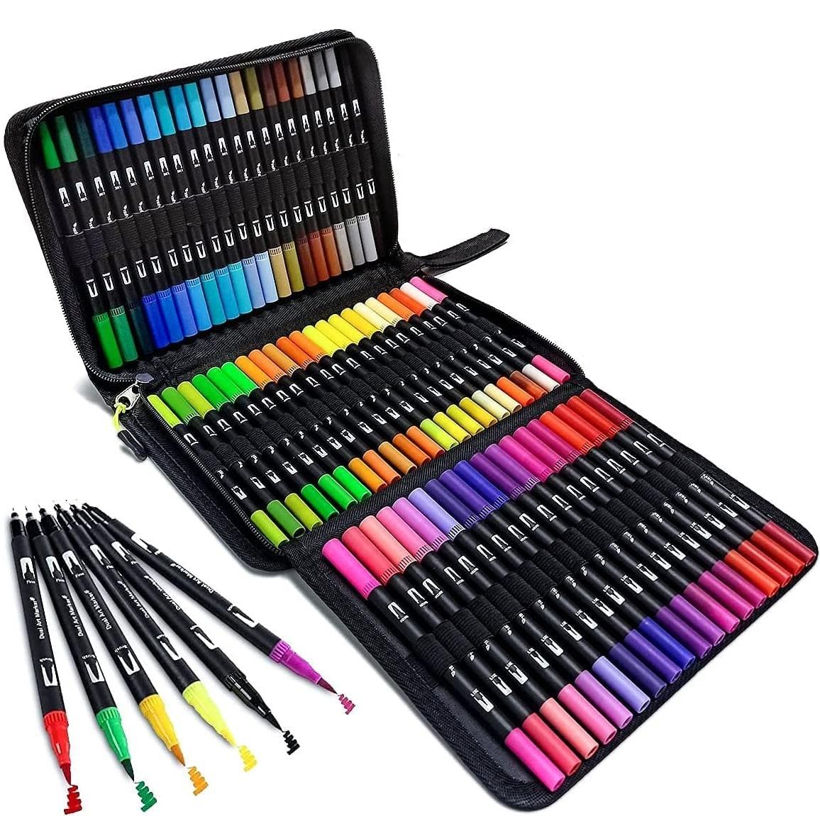 Dual Brush Pens DW-80 Watercolor Marker Set, 80 pcs