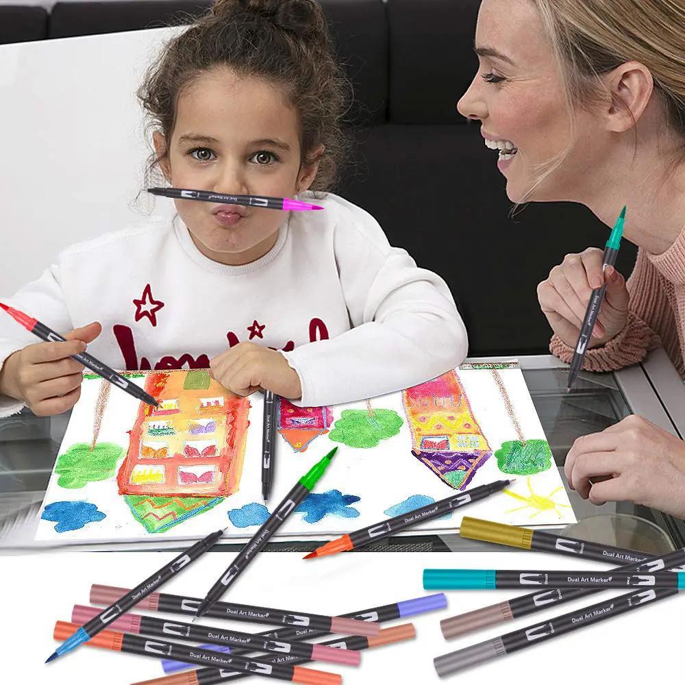 Dual Brush Pens DW-80 Watercolor Marker Set, 80 pcs - Image 4
