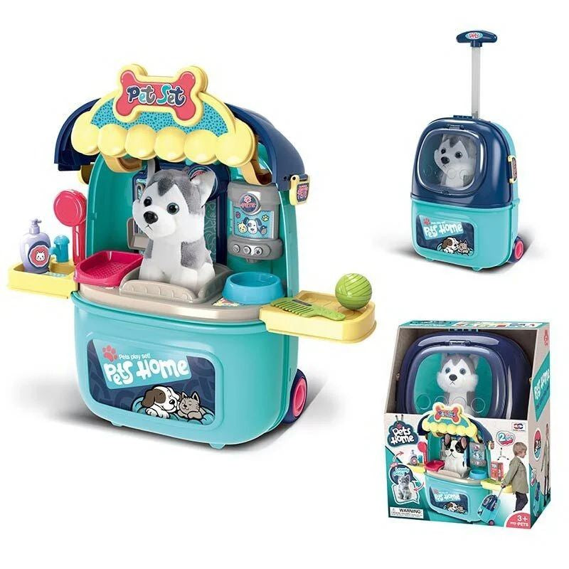 008-987-3 Pet Grooming Salon Suitcase Play Set with Plush Toy & Accessories