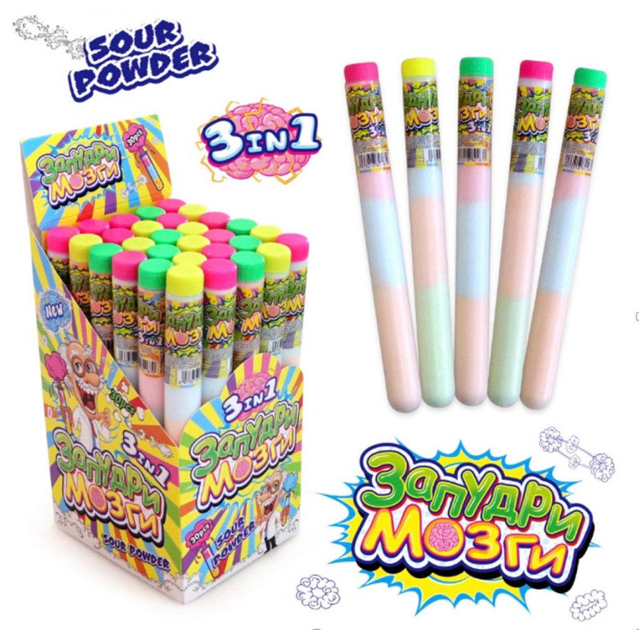 3-in-1 "Powder Your Brains" Fruit Powder Candy, 15 g