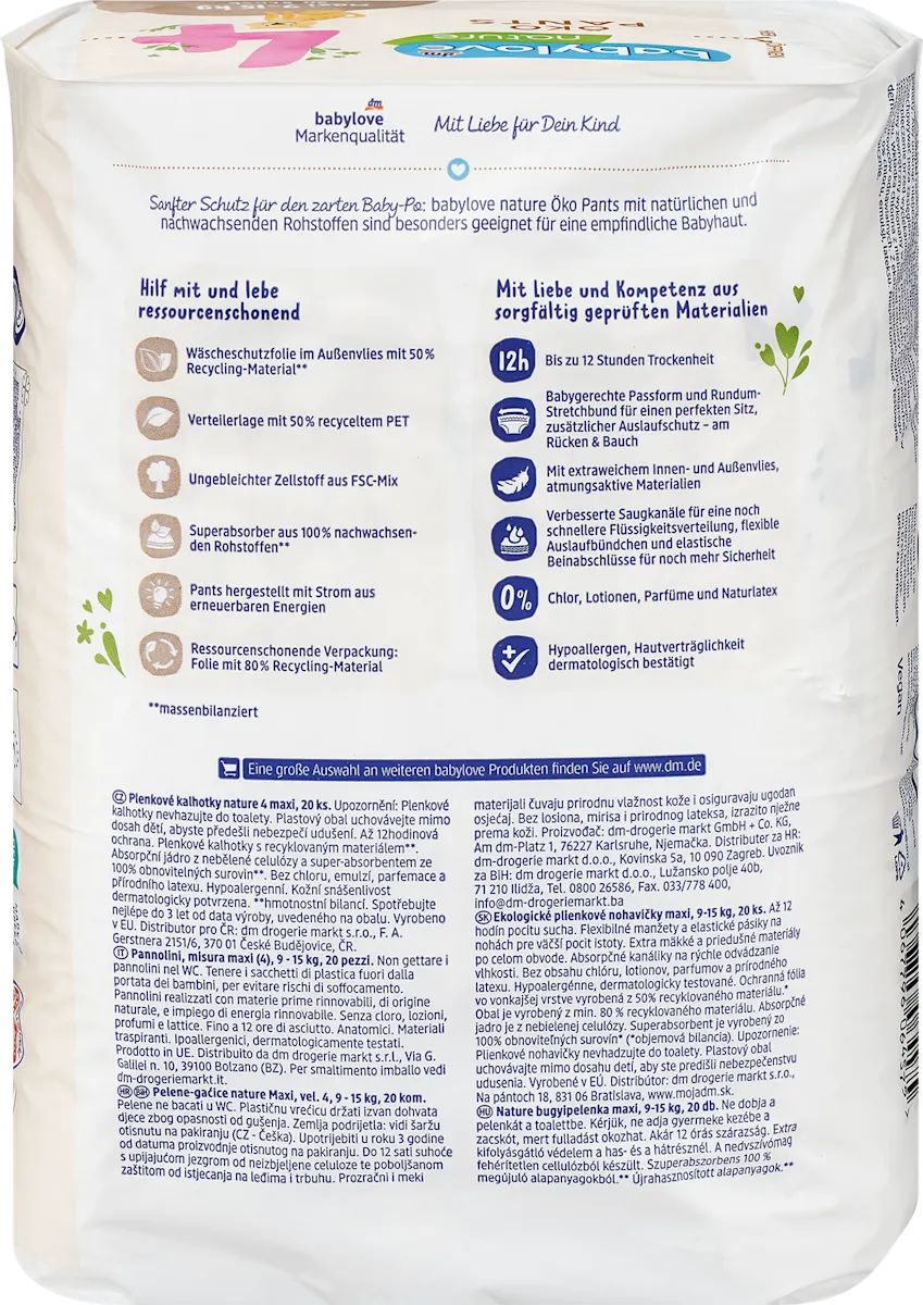 Babylove Nature Size 4 Baby Pull-Up Diaper Pants, 9-15 kg, 20 pcs - Image 2