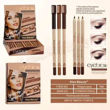 Kiss Beauty No. 01 Dark Brown Eyebrow Pencil - Image 2