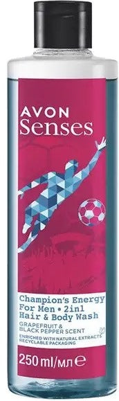 Avon Senses For Men Champion's Energy 2-in-1 Shower Gel, 250 mL